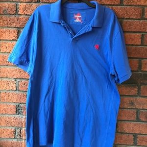 Mens Express Classic Fit Polo Blue Red Logo